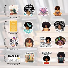 100PCS Black Girl Book Stickers for Kindle Black Girl Magic Affirmation Stickers Black Girls Bookish Stickers Positive Stickers for Women Reading Stickers Black Women Stickers