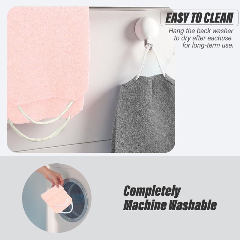 Inmorven Exfoliating Back Scrubber with Handles, Nylon Back Exfoliator, Two