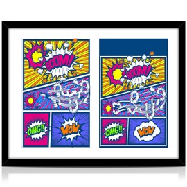 Geetery Double Comic Book Frame, Showcase 2 Comic Books, UV Protection Picture Magazine Frames Fits Current up to 6 3/4" x 10 1/4", Wall Tabletop Display with Clip Back Hook(White Cardboard)