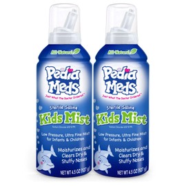 Pedia Meds Sterile Saline Kids Nasal Spray, Ultra Fine Mist, Instantly Moisturizes and Relieves Nasal Congestion, Safe for Newborns and Up, 4.5 Oz (2 Pack), Made in USA