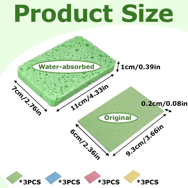 12 PCS Pop up Eco Sponges Compostable Non Scratch Washing