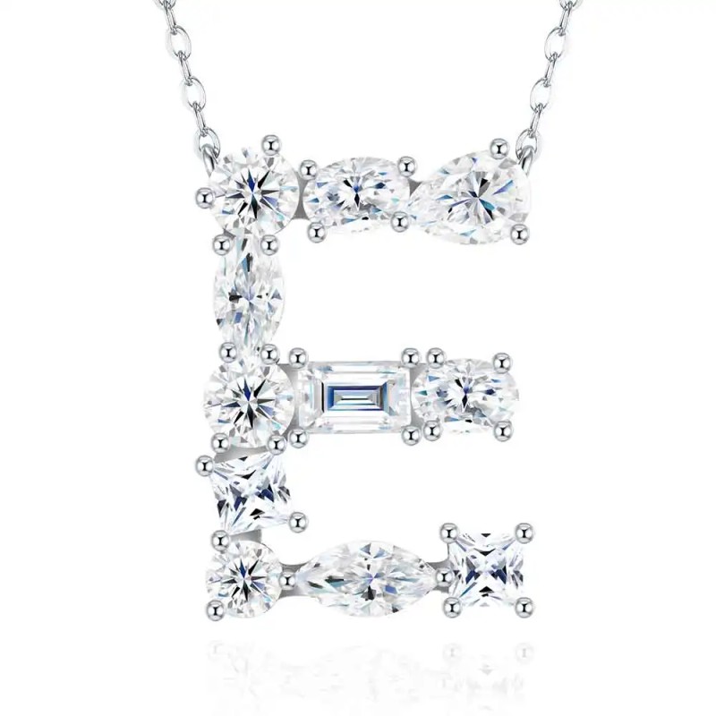 Pass Diamond Tester Letter E Multi Cut VVS Moissanite Necklace