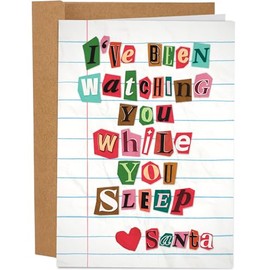 Good Egg Greetings Funny Christmas Greeting Card | Seasons Greetings Holiday Card For Adults | 5 x 7 Inch with Envelope Watching You While You Sleep Creepy Santa Letter Card