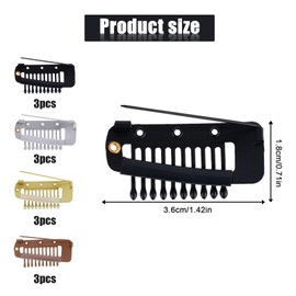 12pcs Wig Clip with Safety Pins, 10-Teeth Hair Extension Snap Clips in Invisible Strong Wig Combs to Secure Wig no Sew Chunni Grip Dupatta Setting Clips for Girls Women Wig Headscarf Hijab & Tikka