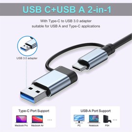 Aluminum 7 in 1 USB C Hub with USB 3.0, USB 2.0 Ports for MacBook Pro Air and More Devices(7 in 1-Port)