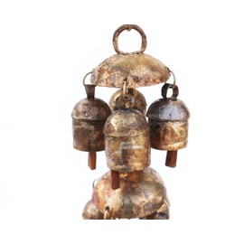 DeKulture Bell Metal Chandelier Wind Chime Hanging Bells for Home Garden Balcony Decor Ideal for New Year Anniversary Birthday Party decoration (Brown) 2x13 (DH) Inches