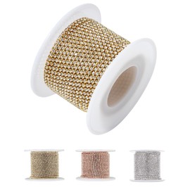 Mr. Pen- Crystal Rhinestone Close Chain, 1 Roll 11 Yard, 2mm Rhinestones, Gold Rhinestones for Crafts, Rhinestone Chain for Crafts, Roll of Rhinestones for Crafts, Crystal Rhinestone Chain Trim