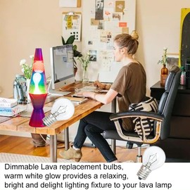 Lava Lamp Bulbs 25 Watt S11 E17 Base The Original Replacement Light Bulbs for 14.5" Lava Lamps and Glitter Lamps,120 Volt Motion Lava Lamp Light Bulb,Dimmable,2700K Warm White,6 Pack