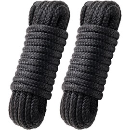 Boat Dock Lines Marine Rope - 3/4" x 25ft with Pre-Spliced 15" Loop Double Braided Nylon Ropes Bumper Tie Mooring Line for Boats Docking Pontoon Boating Accessories - 2 Pack