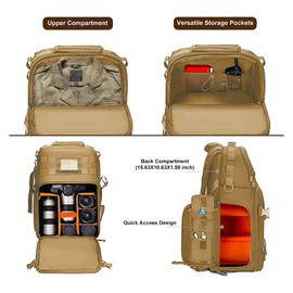MOSISO Camera Backpack, DSLR/SLR/Mirrorless Tactical Camera Bag Case with Laptop Compartment Compatible with Canon/Nikon/Sony, Khaki
