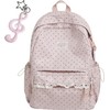 Polka Dot Backpack, Y2K Lace Aesthetic Canvas Daypack with Bow