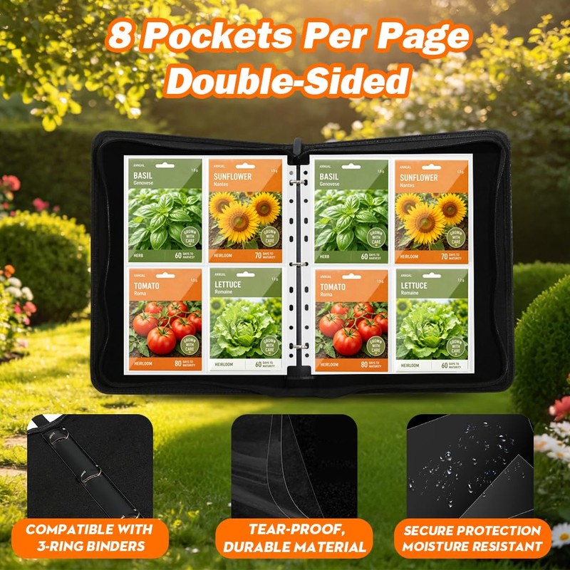 240 Pockets 3.5x5 in Seed Organizer Sleeves, 30 Pack Double-Sided