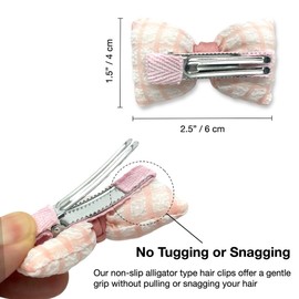 Bow Hair Clips for Girls - 8 Pack Pink Cute Toddler Hair Clips, Barrettes & Bows, Alligator Lined Snap Clips, Baby Girls Hair Accessories for Little Kids, Children & Teens