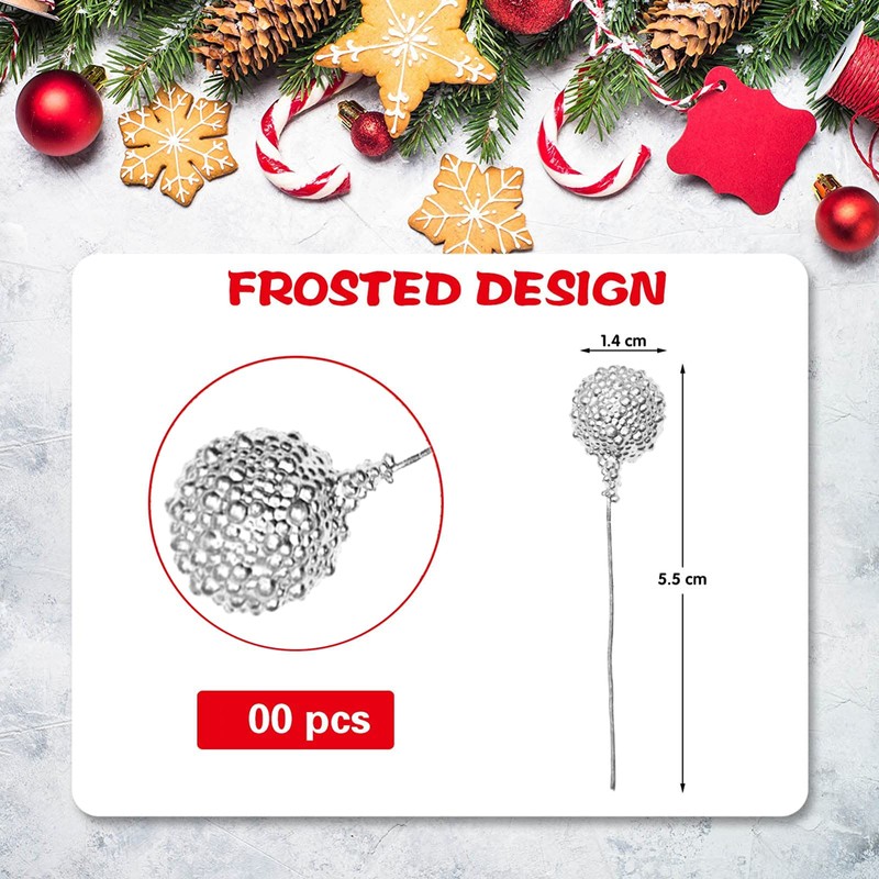 100pcs Christmas Silver Holly Berries Artificial Silver Berry ,Artificial Fruits