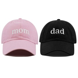 Mom Dad Couple Hats Embroidered Distressed Vintage Baseball Cap (Mom & Dad)