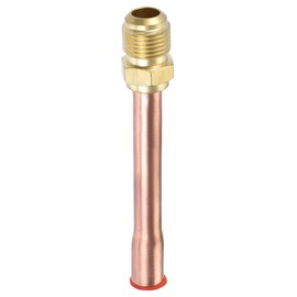 YOKIVE 1 Pcs Brass Fitting with Copper Pipe, Air Conditioning Unit Fitting 45 Degree Flared Connector Adapter, Great for Air Conditioner (3/8" Flare Thread)