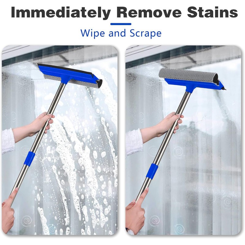2 in 1 Window Squeegee,Car Window Cleaner Tool with 55"