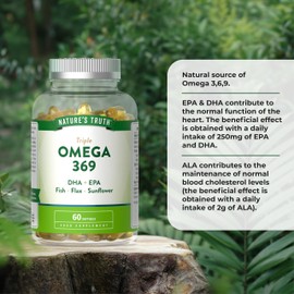 Nature's Truth Triple Omega 369-60 Softgels - DHA & EPA - Fish, Flax and Sunflower Oil
