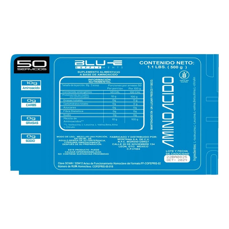 Aminoácidos Bcaas Glutamina D-mon Blue 1kg Varios Sabores