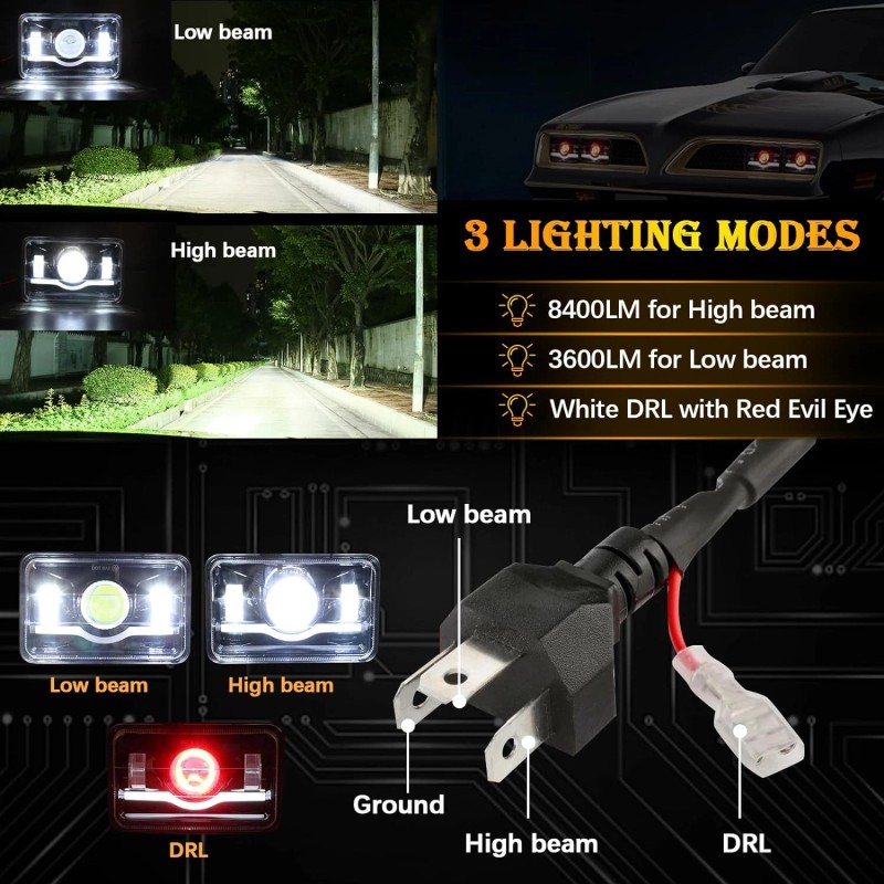 Bricologht For Chevy C10 Pickup truck 1980-1986 4PCS 4x6" LED