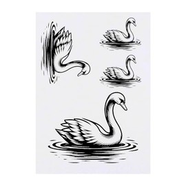 4 x 'Graceful Swan' Temporary Tattoos - Water Resistant, Skin-Safe, Non-Toxic Transfers, Mixed Sizes (TO00073140)