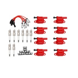 Wahparts UF413 Ignition Coils Pack Compatible With GMCYUKON HUMMER H3 Chevy With Platinum Spark Plugs And Wires Set