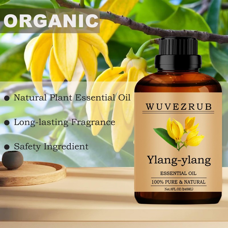 Wuvezrub Ylang-Ylang Essential Oils, 240ML Pure and Natural Essential Oil
