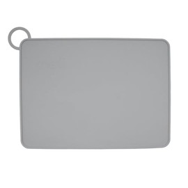 melii 100% Food Grade Silicone Placemat with Raised Edge for Babies, Toddler and Kids – Comes with Integrated Loop to Keep Placemat Folded Inside Bags – Perfect for On The Go - Grey
