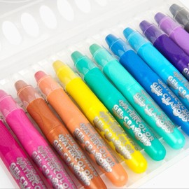 Mkidsfun- Shimmering Watercolor Gel Crayons - NEW formula upgraded. 6 SETS OF 12 Sparkle crayons - Washable - Non Toxic -Twistable- Crayon-Pastel-Watercolor Effect - No messy hands…