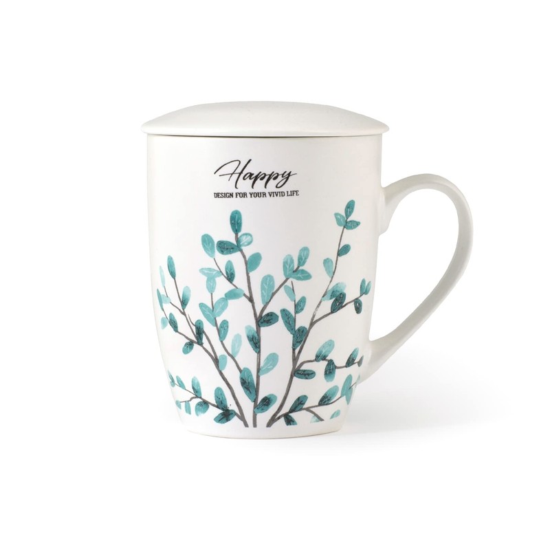 H&H Botanic Tisaniera, New Bone China, Decori Assortiti, Filtro Inox,