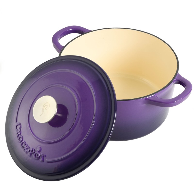 Crock-Pot Artisan 5-Quart Round Enameled Cast Iron Dutch Oven –