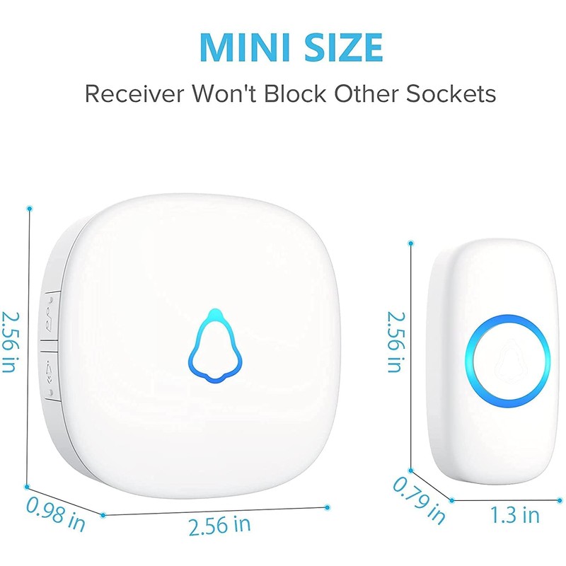 SECRUI Wireless Doorbell with 3 receivers, Waterproof Mini Doorbell 1,000ft