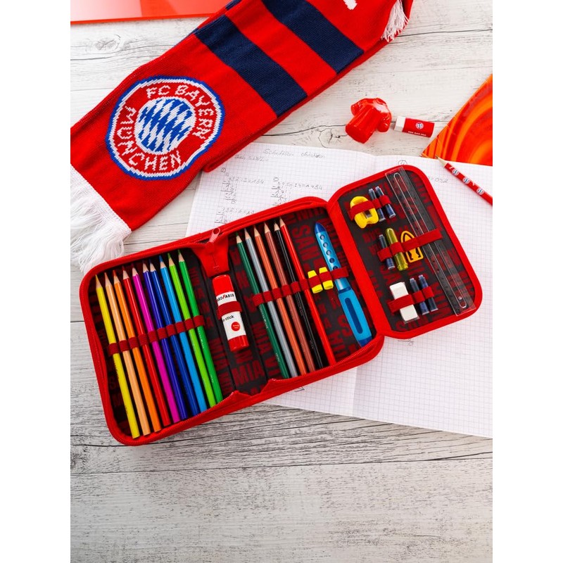 FC Bayern München FCB Pencil Case with Stripes Red /