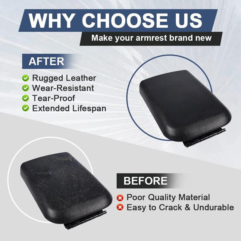 PIT66 Center Console Armrest Lid with Latch Compatible with Ford