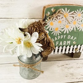 AGD Spring Decor - Happy Farm Sunny Daisy Highland Cow 2pc Set