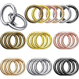18 Pieces Spring O Rings Alloy Trigger Round Snap Buckle, 6 Colors Hook Clip DIY Accessories Spring Keyring Buckle for Keychains, Bag, Purse and Handbag