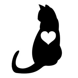Cat Love Heart NOK Decal Vinyl Sticker |Cars Trucks Vans Walls Laptop|Black|5.5 x 4.0 in|NOK410
