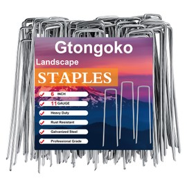 Gtongoko 200 Pack Galvanized Landscape Staples Garden Stakes Plant Cover Stakes 6 Inch 11 Gauge SOD Staples Fence Stakes for Landscaping Securing Weed Barrier Fabric, Decoration