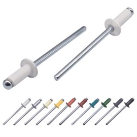 Pack of 100 Painted Blind Rivets 3.2 x 8 mm, Dome Head, DIN 7337, Aluminium Rivets and Steel Mandrel, Pop Rivets (100, Pure White RAL 9010)