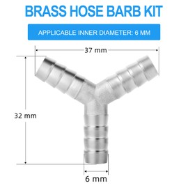 ERGAOBOY Pack of 2 6 mm Stainless Steel Hose Nozzle T Piece, 3 Way Y Shaped SUS 304 Hose Fitting with 6 Pieces Clamps