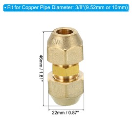 PATIKIL Pipe Extension Joint Connector, 2pcs Free Welding AC Copper Pipe Coupling Adapter with Flare Nuts for Copper Pipe Diameter 3/8"(9.52mm) Refrigeration HVAC