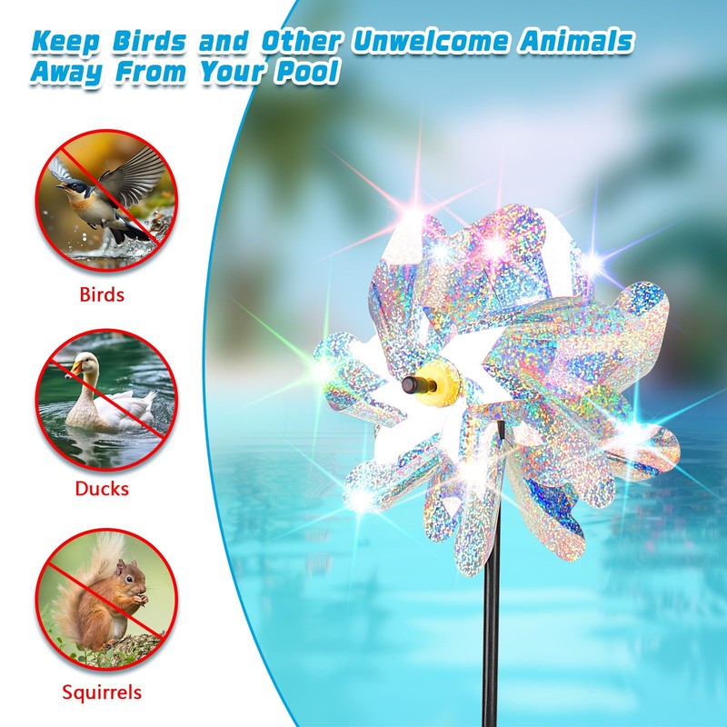 YIBOBO Floating Reflective Pinwheels for Pool, Owl Shape to Scare
