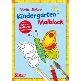 Mein dicker Kindergarten-Malblock: Mit großen Malvorlagen und Postkarten zum Ausmalen für Jungen und Mädchen ab 3 Jahren
