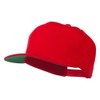 5 Panel Flat Bill Twill Snapback Solid Cap - Red
