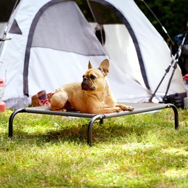 FurHaven Elevated Pet Cots - Cooling & Breathable Nylon Mesh Hammock for Small Dogs & Cats/Easy-to-Assemble / / Durable and Reinforced/Perfect for Rest & Relaxation Outdoors - Graphite Gray, Small