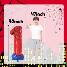40 Inch Large Number 3 Foil Balloons Spider Theme Number 1-6 Balloons Kids Party Balloons Giant 3rd Happy Birthday Party Decorations Supplies for Boy or Girl