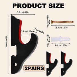 Sword Wall Mount, 2Pcs Lightsaber Wall Mount Sword Holder Hook Wall Mount Samurai Sword Hanger Display Holder Adjustable for Katana Wakizashi Tanto Genji Sword Weapon Rack(1 Tier Padded)