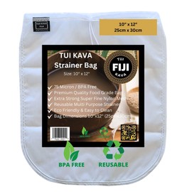 TUI KAVA Traditional Kava Strainer Filter | 75 Micron Nylon Commercial Food Grade Quality | BPA-Free | Nut Milks | 10 x 12 inch | Draw string | Durable | Reusable | Environment friendly packaging