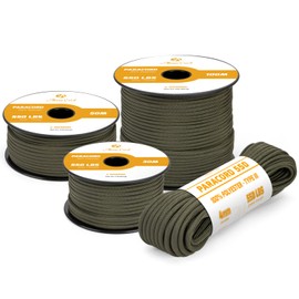 Abma Cord 550 Paracord 4mm 15m Rope 7 Strands Type III Parachute Cord for Crafting, Camping, Survival, Outdoor - Max. 250kg - Army Green