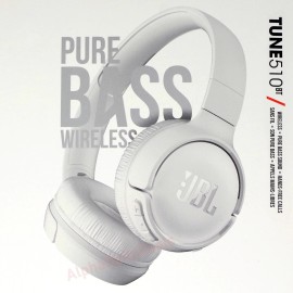 JBL Tune 510BT Wireless Bluetooth On Ear Stereo Headphones Mic Bass White